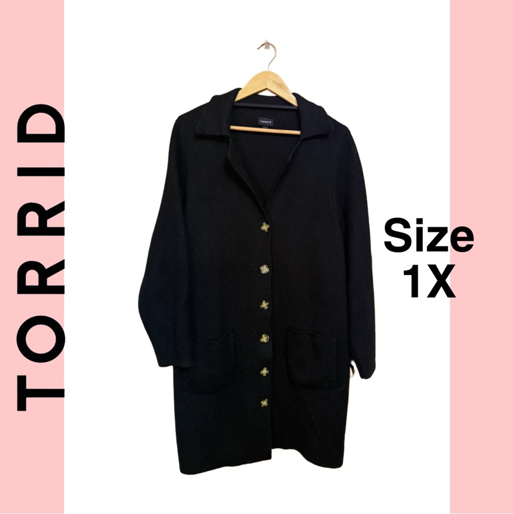 🖤💫 Torrid 1X Black Coatigan Knit Button Cardigan Goth Witchy Cottagecore 💫🖤
